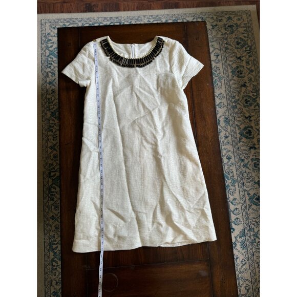 Kate Spade Gail Sheath Dress Cream Linen Blend Embellished Beads Pockets Lined 6 - Picture 14 of 14